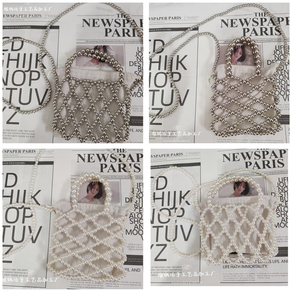 Bead Bag Handmade Bag Pearl Bag Crystal Woven Popular Internet Celebrity Chanel Style Ins Light Luxury