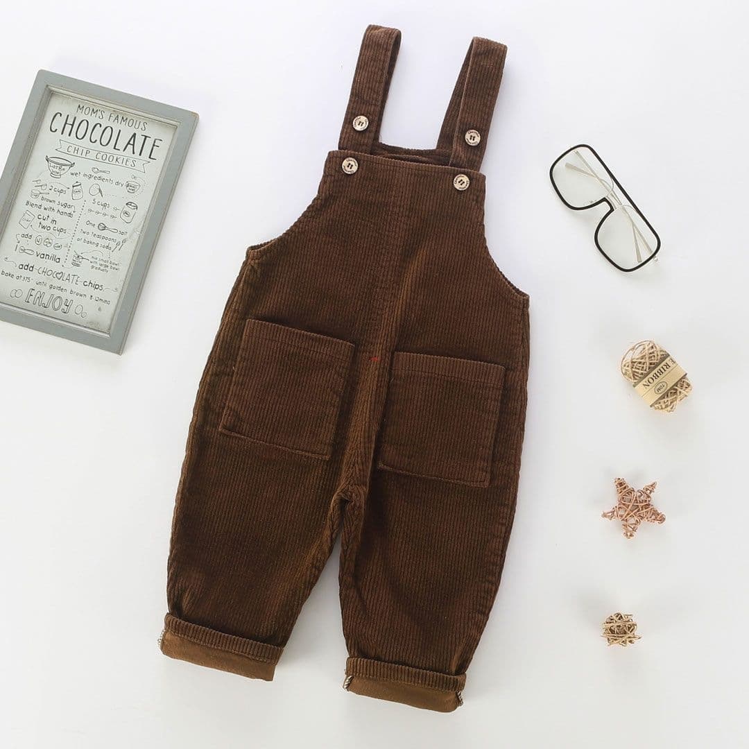 Baby Dungarees Class A Autumn Style, Crotch-Opening Option, 1-3 Years, Corduroy Set, Overalls