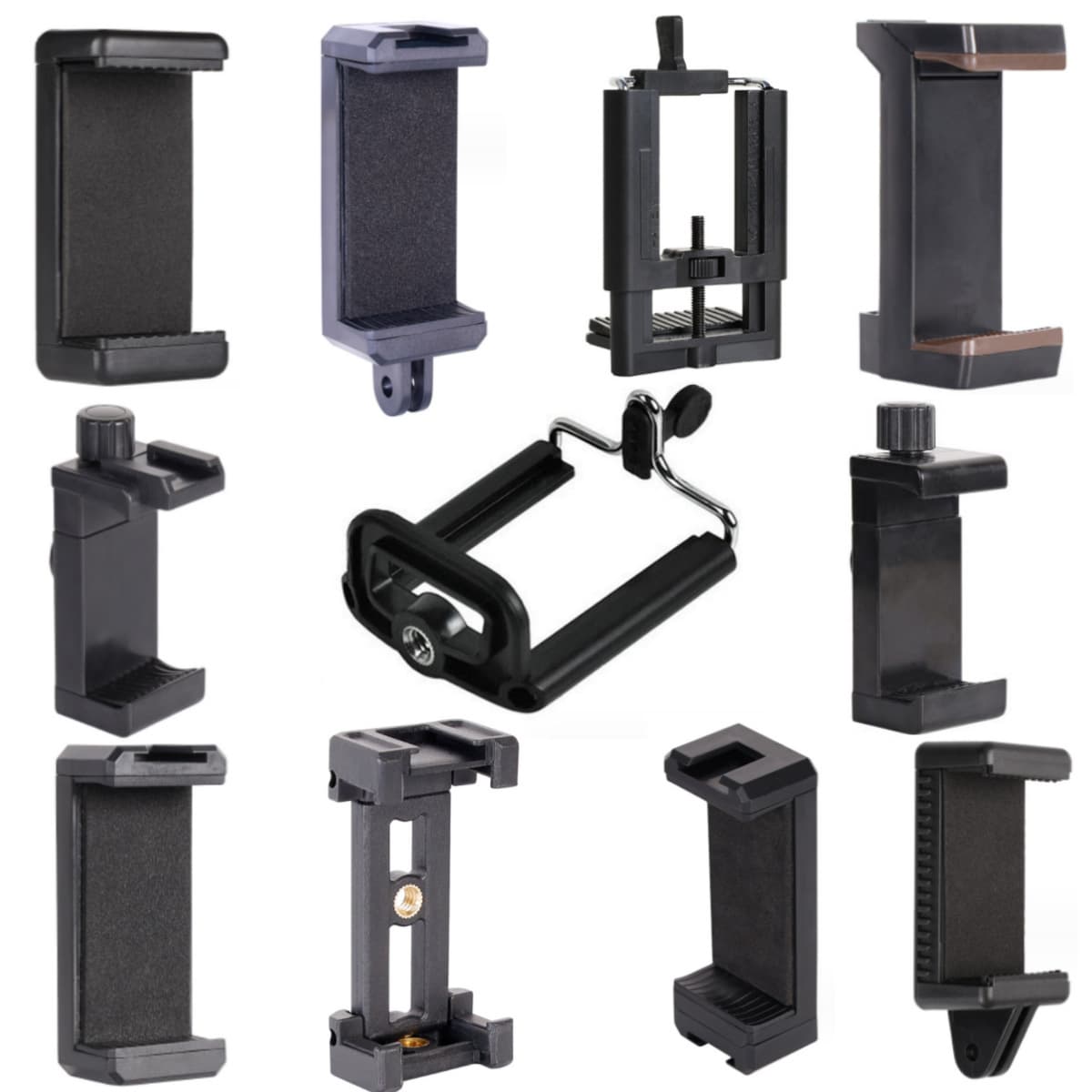 Hot Shoe Phone Tripod Mount Clip, Desktop Live Streaming U-Shape Phone Clip, Dual Cold & Hot Shoe Phone Clip