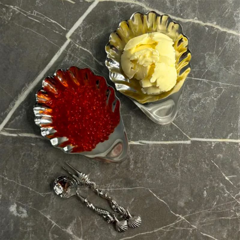 Stainless Steel Shell Butterfly Metal Cheese Plate Ins Style Cake Dish Salad Fruit Plate Pastry Plate Dried Fruit Tea Plate