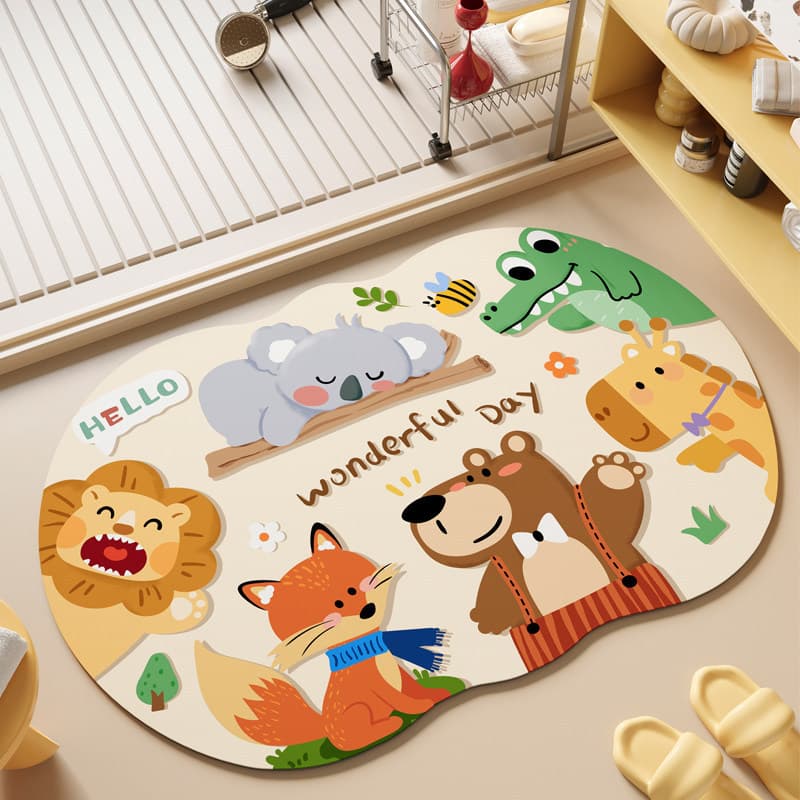 Cartoon Cute Animal Absorbent Diatom Mud Doormat Home Entryway Rug Living Room Bathroom Mat Drop Shipping