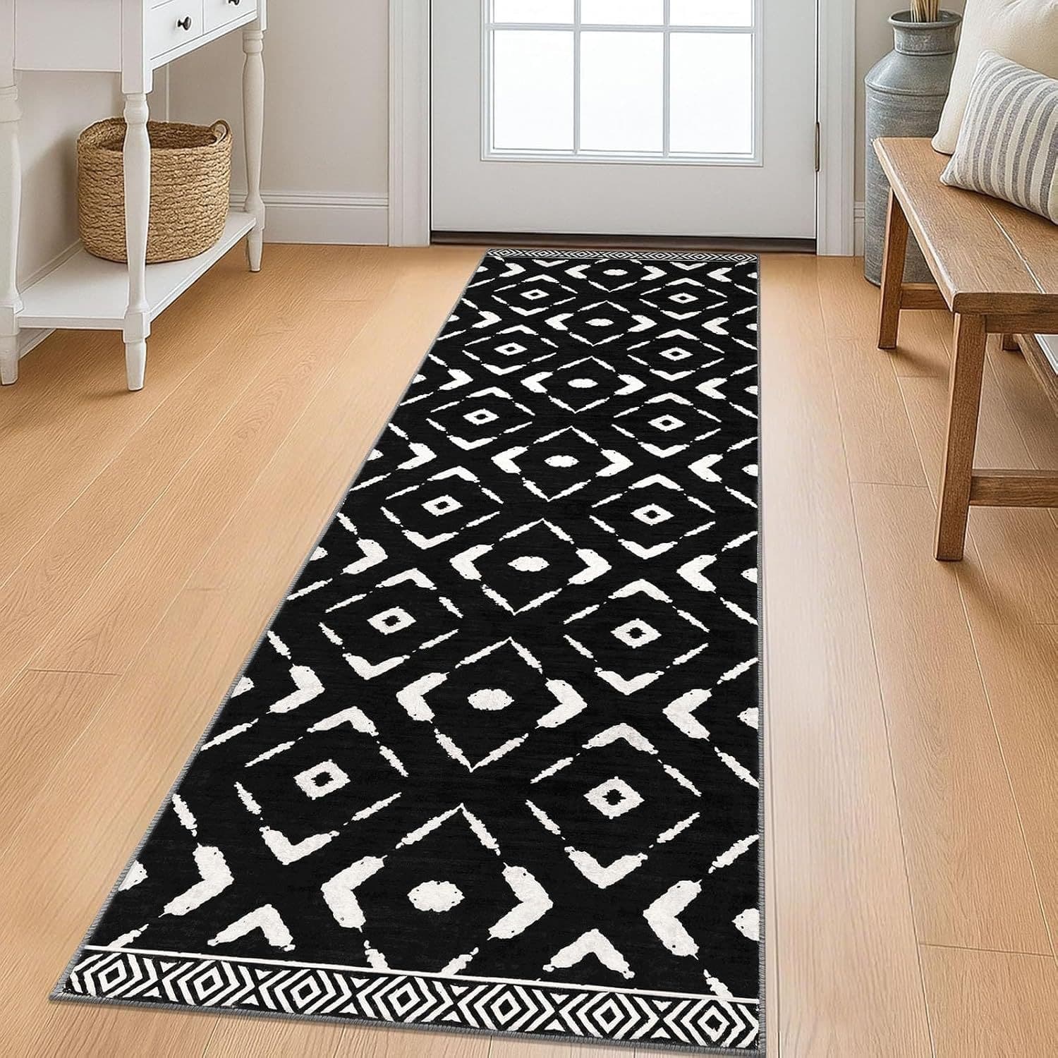 Cross-border Minimalist Geometric Hallway Rug, Entry Door Decorative Mat, Faux Cashmere Washable Base