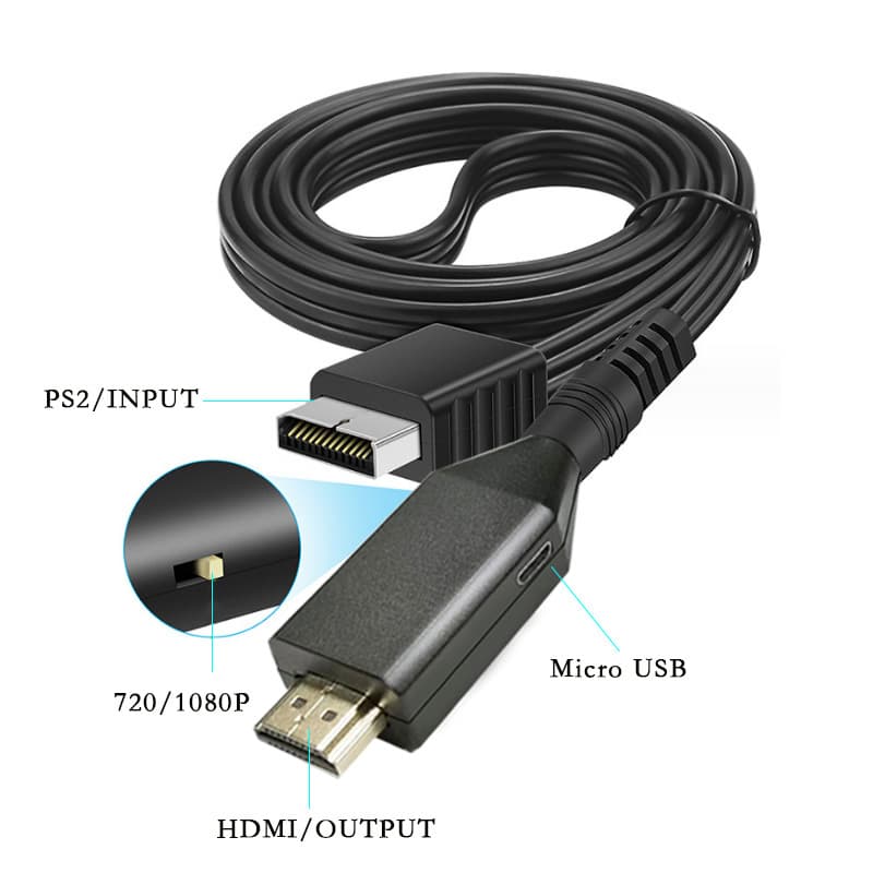 PS2 to HDMI adapter, game console to TV HD cable, conversion cable, PS2 to HDMI, game