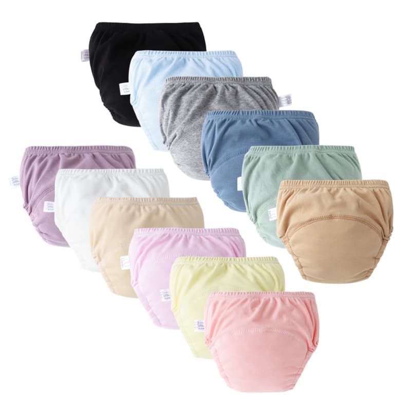 2024 Newborn Baby Diaper Pants Baby Toddler Pants Training Pants Men's and Women's Children's Waterproof Shorts Static Color Pull-Up Pants
