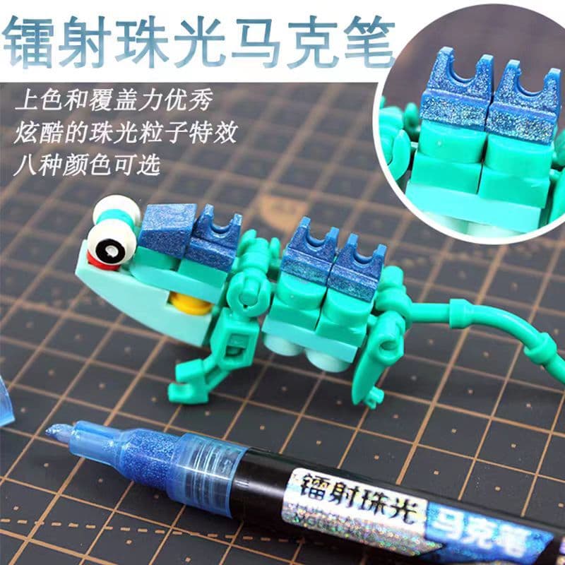 Laser Pearlescent Marker Coloring Pen Gundam Color Fill Pen Handmade Painting Flash Oil Paint Repair Pen 8 Colors