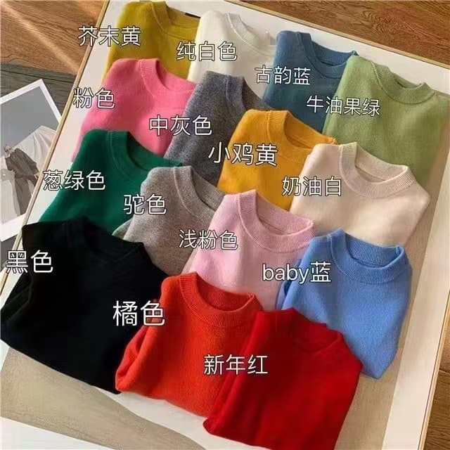 Boys' Wool Sweater for Autumn and Winter, Half-Turtleneck, Thickened, 100% Wool Knitwear, Solid Color, Inner Layer, Girls' Sweater