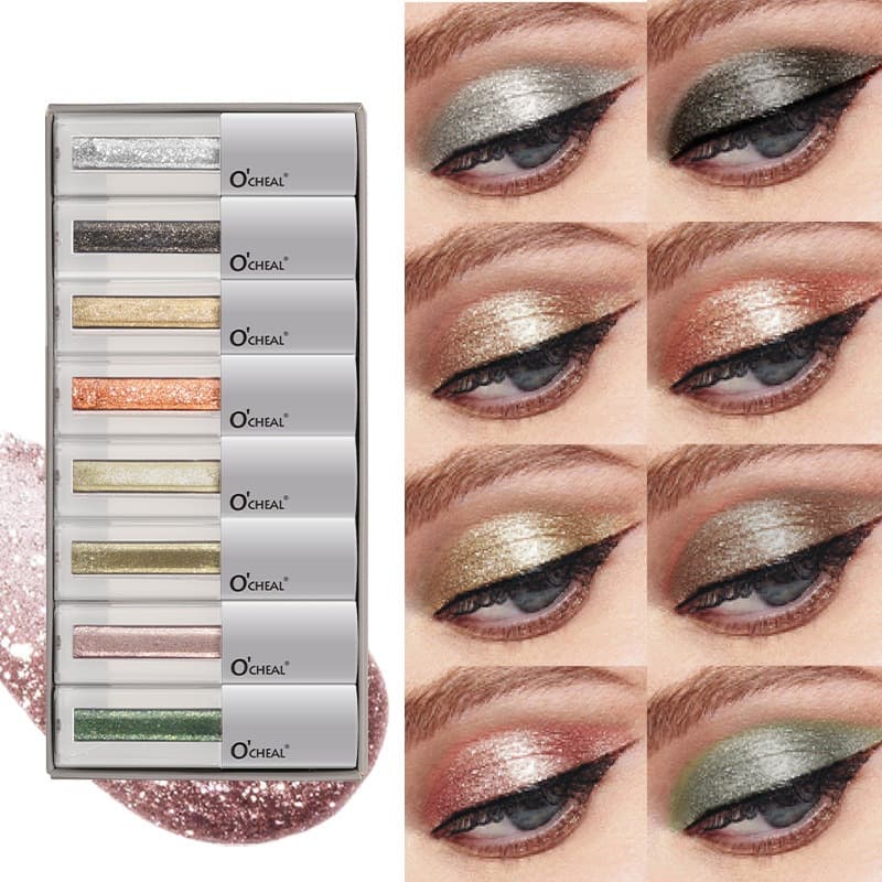 Cross-border OCHEAL high-gloss fine glitter liquid eyeshadow stage makeup sequin pearlescent silkworm tear makeup eyeshadow set