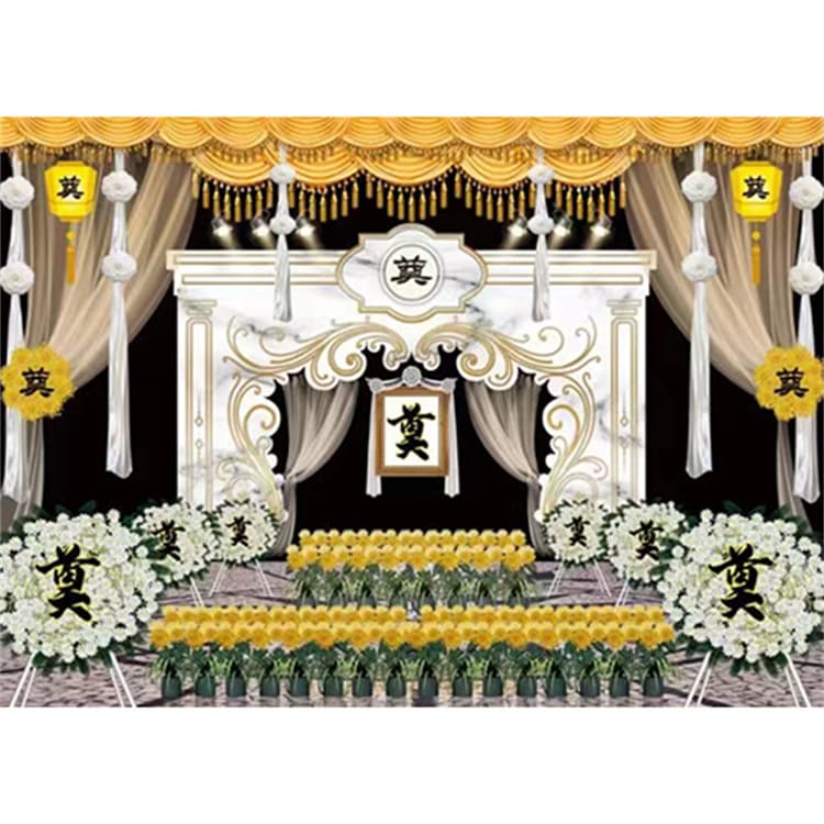 3D Funeral Backdrop Cloth, Memorial Altar Curtain Background, Manufacturer of White Affairs Altar Setup Supplies