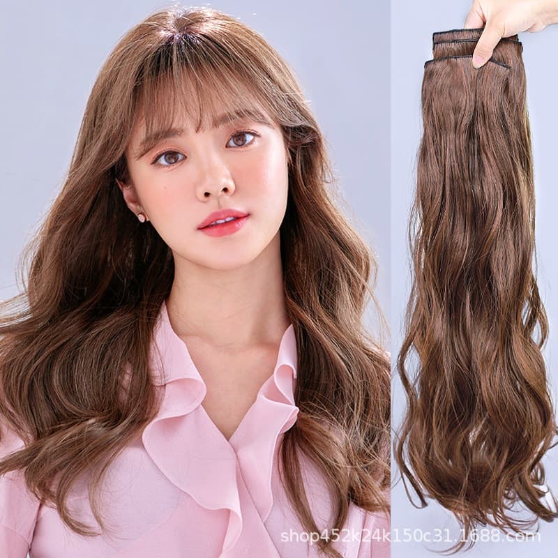 Wig piece curly hair piece big wave wig women's long hair natural invisible clip matte high temperature wire