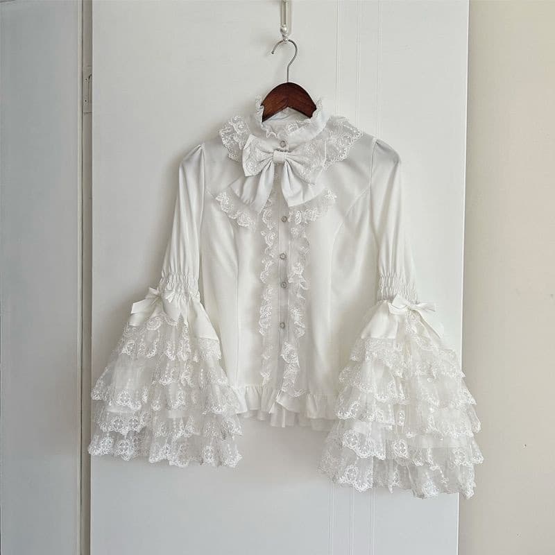 Sweet Lace Princess Sleeve Blouse Long Sleeve Inner Top Shirt