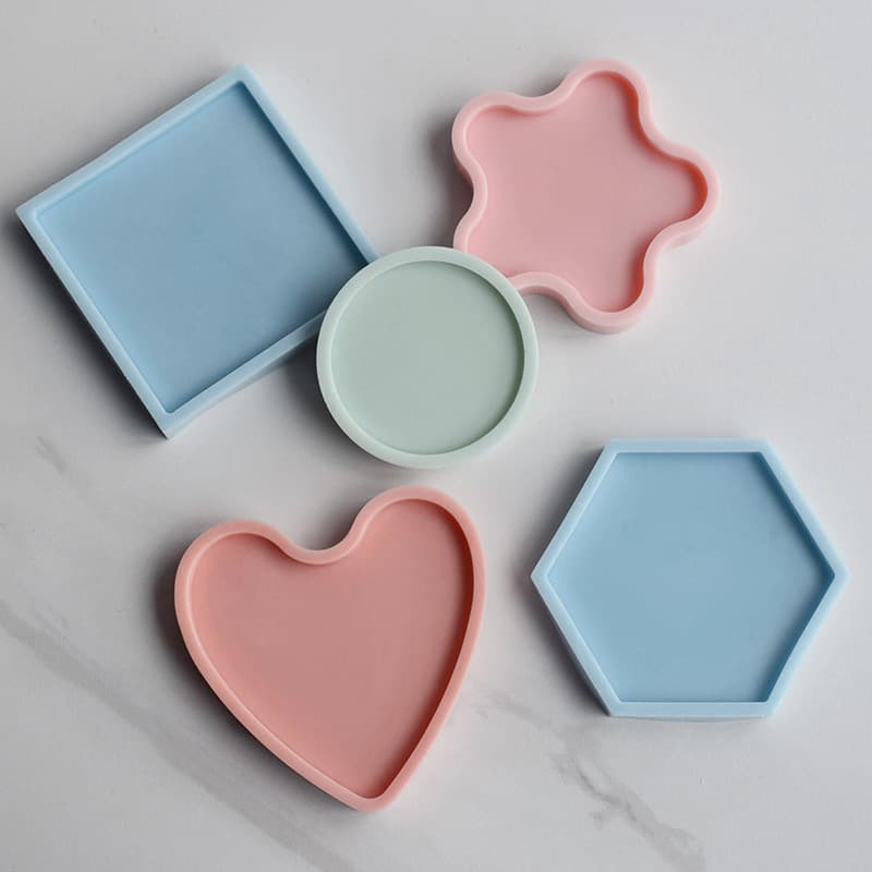 DIY Geometric Coaster Crystal Resin Mold, Aromatherapy Plaster Cement Tray Display Stand Resin Coaster Silicone Mold