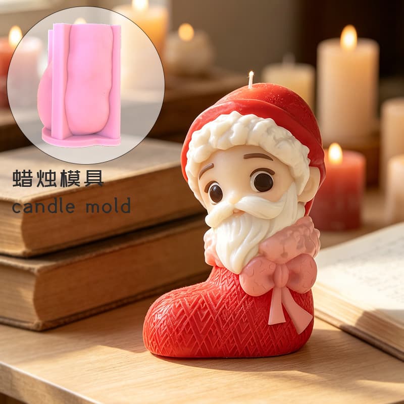 Candle Mold Gift Sock Santa Claus DIY Scented Plaster Soap Ice Cube Mold Stock Halloween
