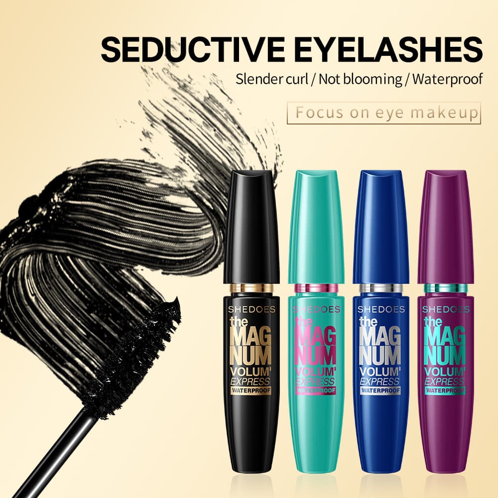 SHEDOES Cross-border Four-Color European and American Style Waterproof Sweat-Proof Lengthening Non-Smudging Long-Lasting Volumizing Quick-Dry Mascara