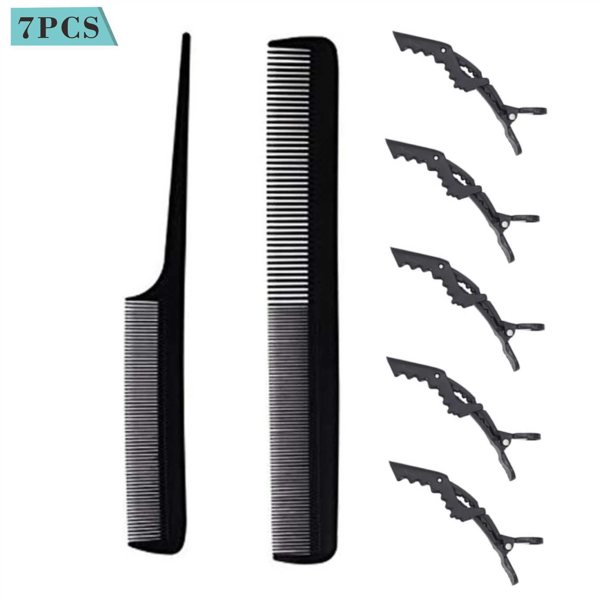 Cross-border 7-Piece Comb and Clip Set: Alligator Clips, Straightening Comb, Rat Tail Comb, Hair Styling Tools