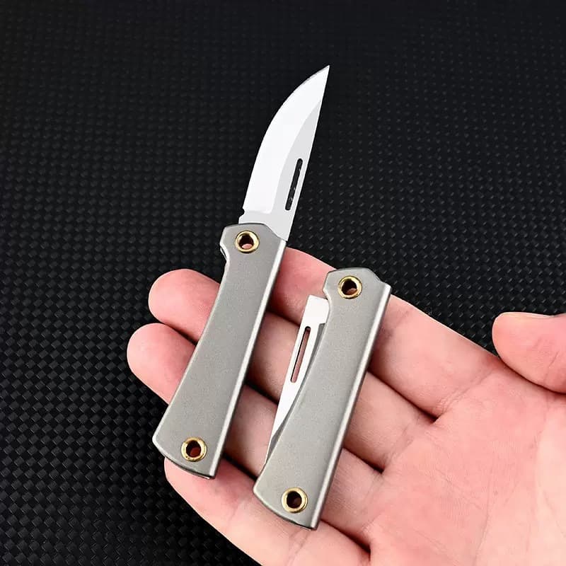 Titanium Alloy Folding Knife Mini Pocket Knife Outdoor Camping Portable Mini Pendant Express Knife Unboxing
