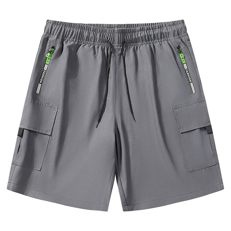 Cross-border European size cargo five-pocket pants for men, elastic loose fit with multiple pockets, trendy and versatile beach mid-length shorts