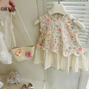 Ningli Girls Summer Dress Thin Children's Dress Toddler Girl Princess Dress Cute Cross-border