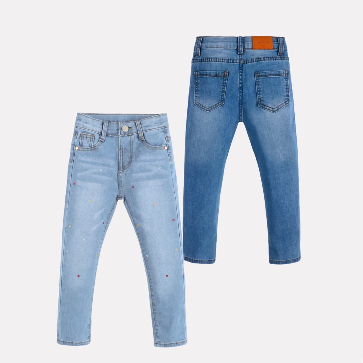 Children's Elastic Waist Denim Shorts Girls Trendy Brand Shiny Print Casual Pants Girls European and American Versatile Jeans Toddler
