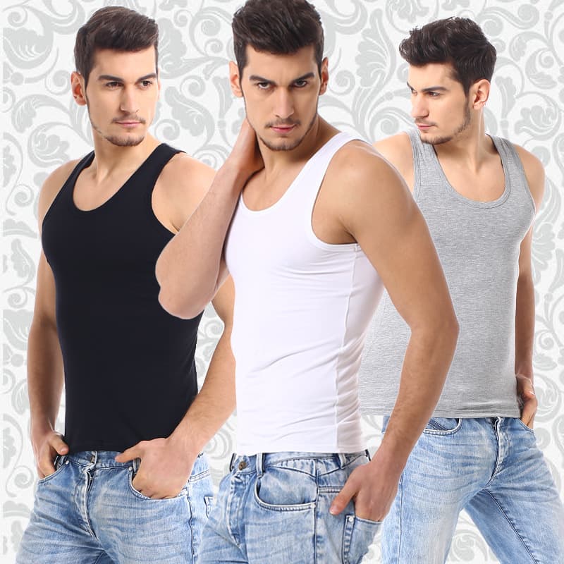 Pure cotton men's vest, summer hurdles sports inner wear, spring and autumn base layer, fitness, sleeveless white men's undershirt
