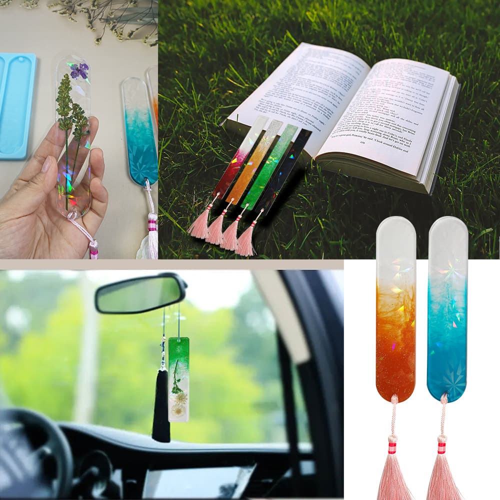 Cross-border Holographic Laser Bookmark Silicone Mold DIY Crystal Bookmark Simple Bookmark Resin Silicone Mold