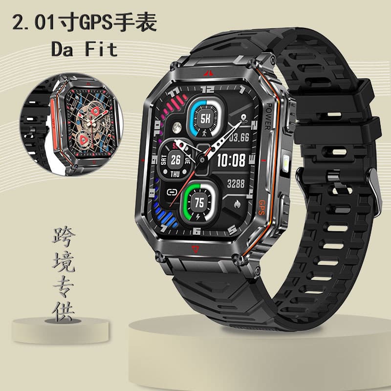 Cross-border New KR92 Smart Watch GPS Positioning AI Watch Face Voice Assistant LED Light Compass Men's Bracelet