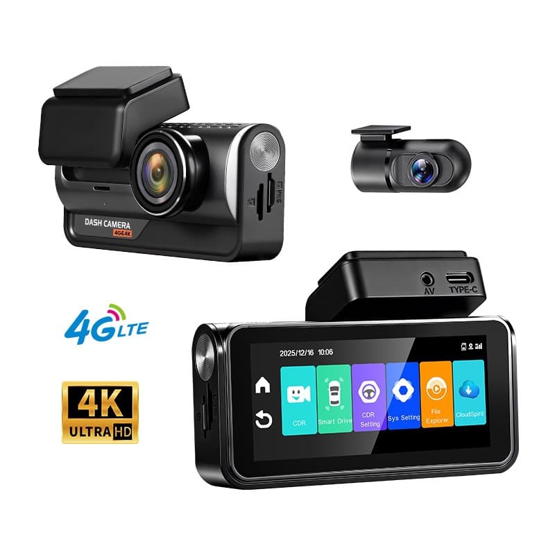 Cross-border 4G driving recorder 3.69-inch screen front and rear dual recording HD night vision ADAS+BSD parking monitoring