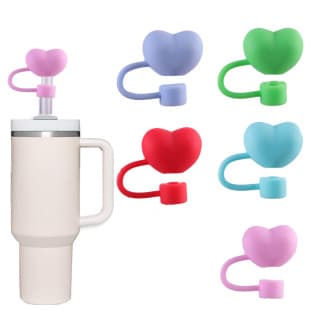 Heart Straw Cap Stanley Cup Straw Dust Plug Amazon Hot Selling Eco-Friendly Soft Silicone Straw Cover 10mm
