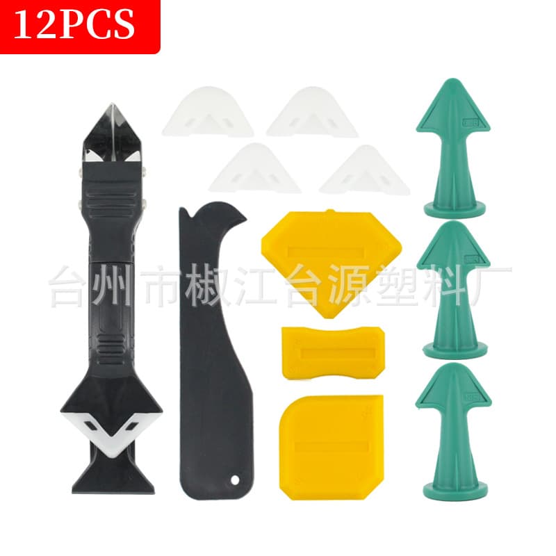 Caulking Tool Kit 12-Piece Set with Inside/Outside Corner Scraper and Caulk Remover Nozzle