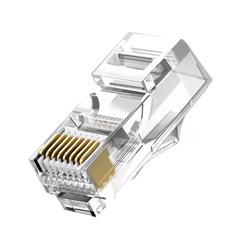 Factory wholesale Category 5 RJ45 cable connectors, 8P8C unshielded gold-plated pure copper angled connectors.