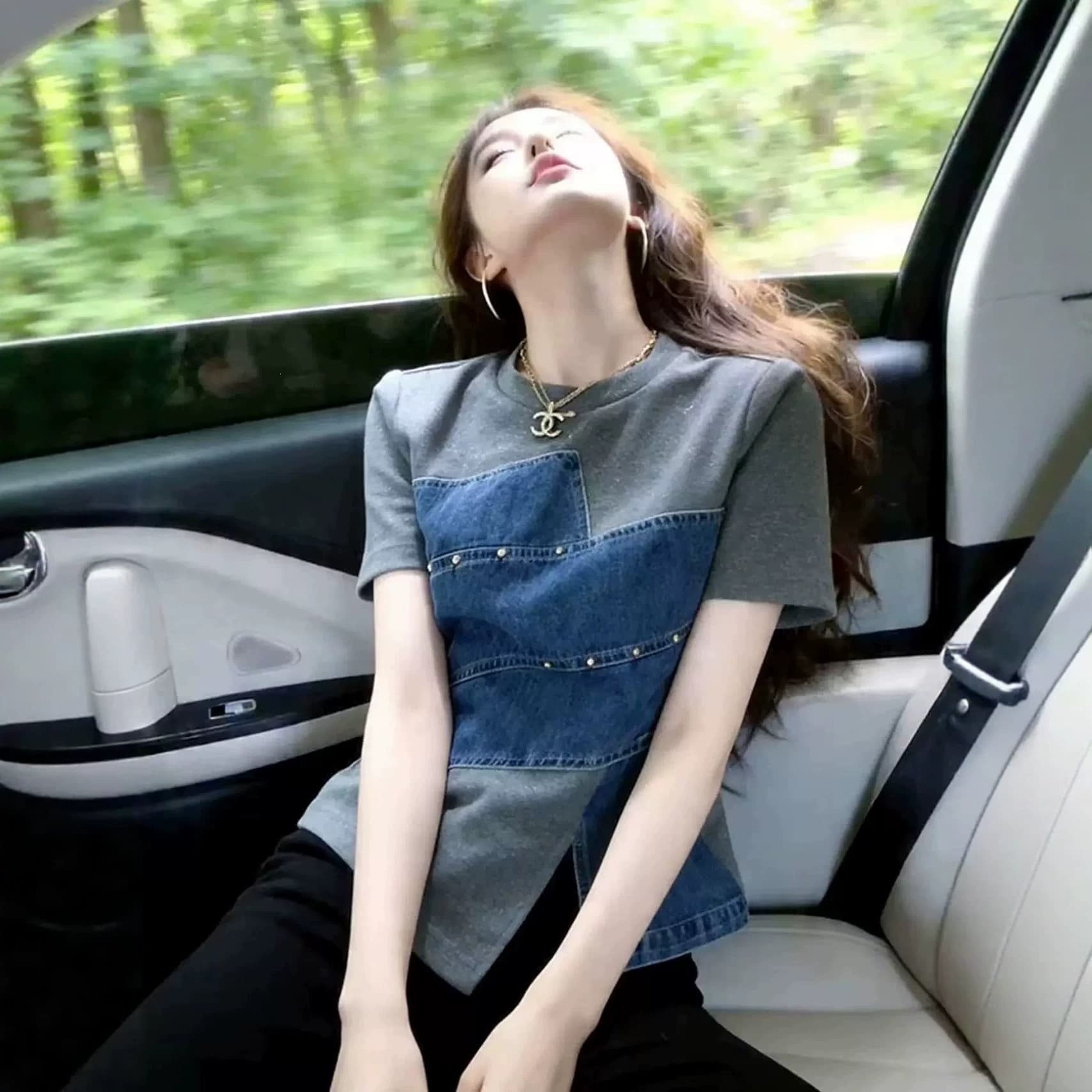 2026 Unique Design Short Sleeve Top Women Summer New Pretty Elegant Korean Style Outfit Very Nice Versatile