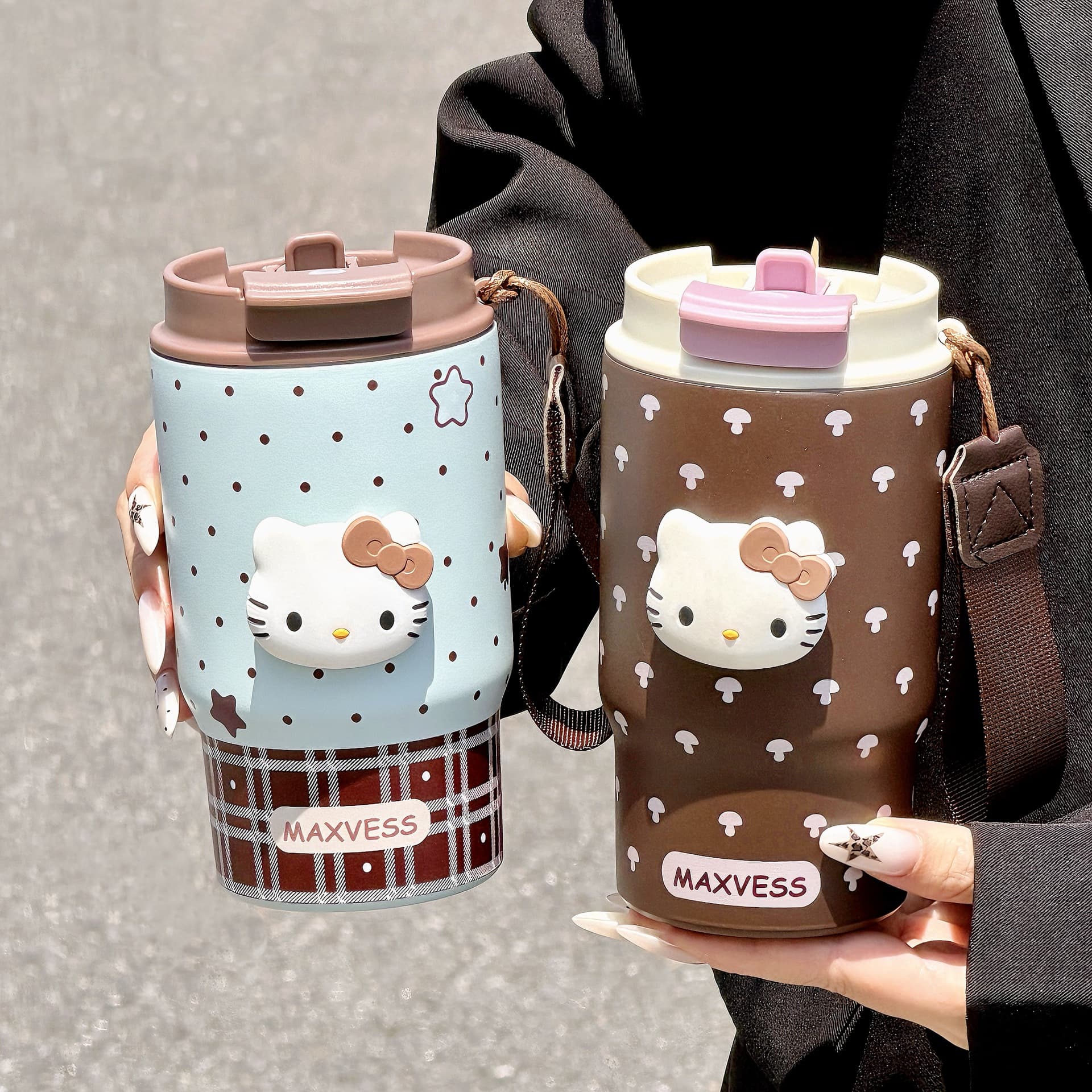 Thermos cup for girls, portable retro coffee cold cup, stainless steel, double drinking cup for carrying out to school