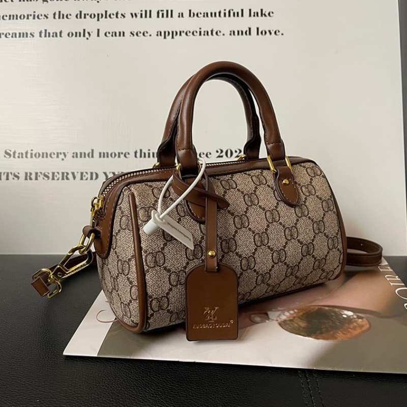 Premium Women's Handbag 2026 New Style Luxury Vintage Boston Bag Fashion Versatile Shoulder Crossbody Bag