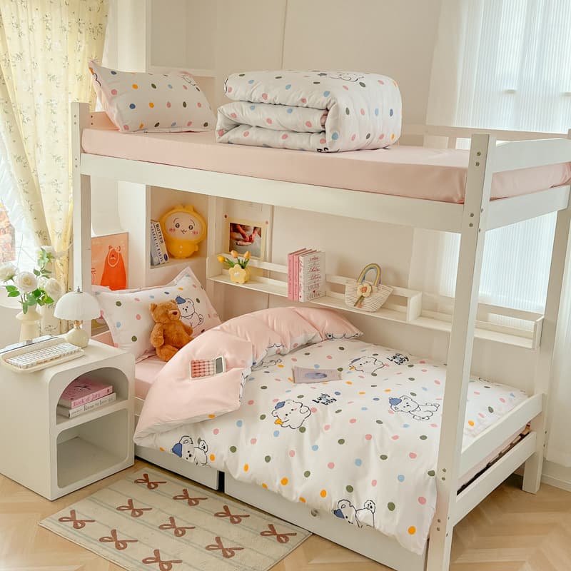 New Style Student Dormitory Single Bed Quilt, Bed Sheet, Quilt Cover Three-Piece Set, Aloe Vera Cotton Four-Piece Set 150X200X230