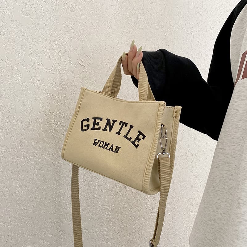 GentleWoman handheld tote bag Thai trendy horizontal small square bag canvas bag Logo multi-color crossbody bag