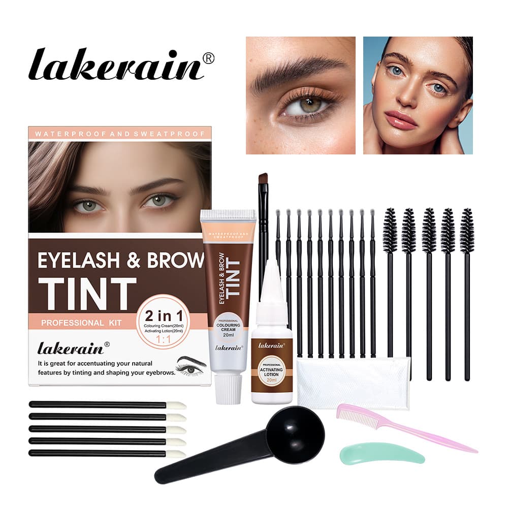 Lakerain Eyebrow Dyeing Cream Cross-Border Black and Brown Eyebrow Dyeing Set Mixed Color Eyebrow Dyeing Cream