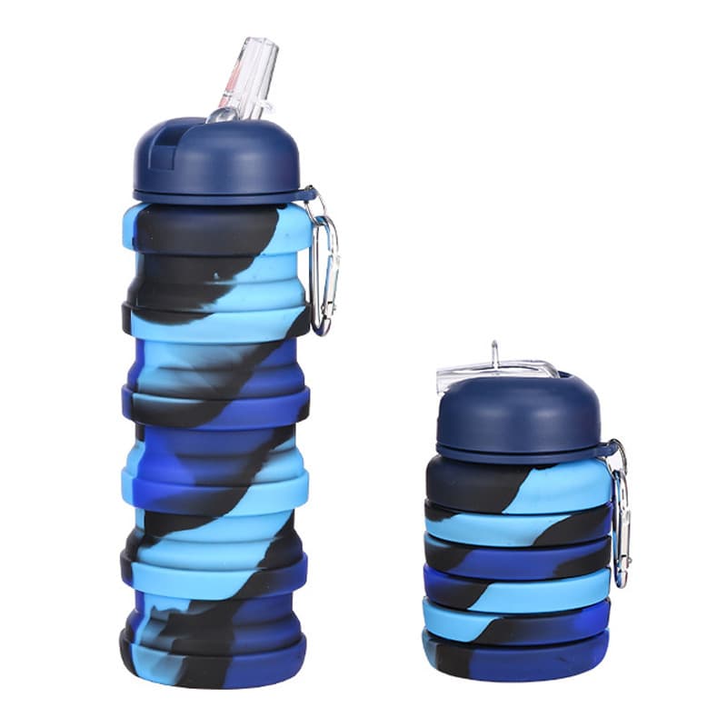 Cross-border silicone collapsible water bottle, portable for outdoor cycling, food-grade silicone material