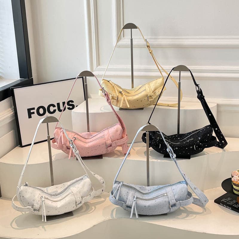 Korean style gentle baby's breath printed dumpling bag, simple and lightweight girls' crossbody bag, niche fashion girl's shoulder bag