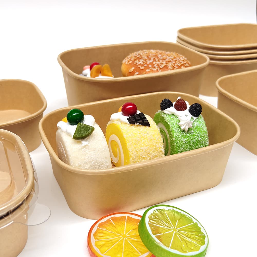 Thickened kraft paper bowls, disposable packaging boxes for camping, universal fruit and vegetable takeout boxes, leak-proof