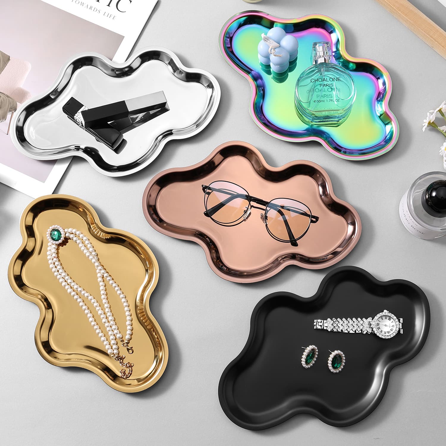 Creative Cloud-Shaped Jewelry Display Tray for Women, Cosmetic Organizer Tray, Entryway Sundry Storage Tray