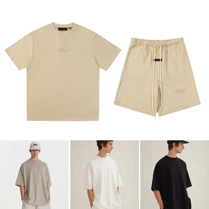 ESSENTIALS brand new silicone small letter logo men's round neck short sleeve T-shirt set