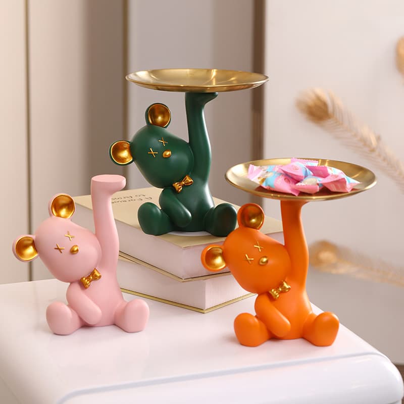 Porch key storage tray decoration living room office desk light luxury home Honey cute bear tray home