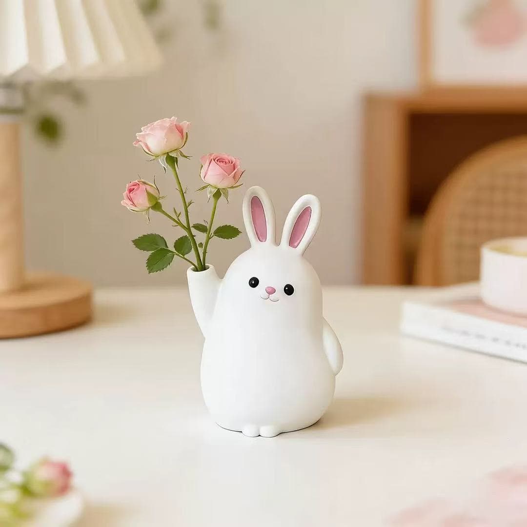 New Cross-Border 3D Printed Cute Rabbit Shaped Home Decoration Small Vase Fun Little Rabbit Desktop Ornament