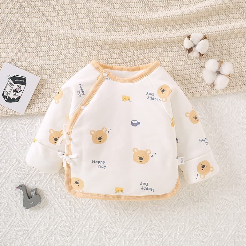Anyang Baby & Toddler Clothes Pure Cotton Thickened Kimono-style Top, Newborn Half-back Shirt Autumn/Winter Snug-fit Cotton-padded Warm Upper Garment