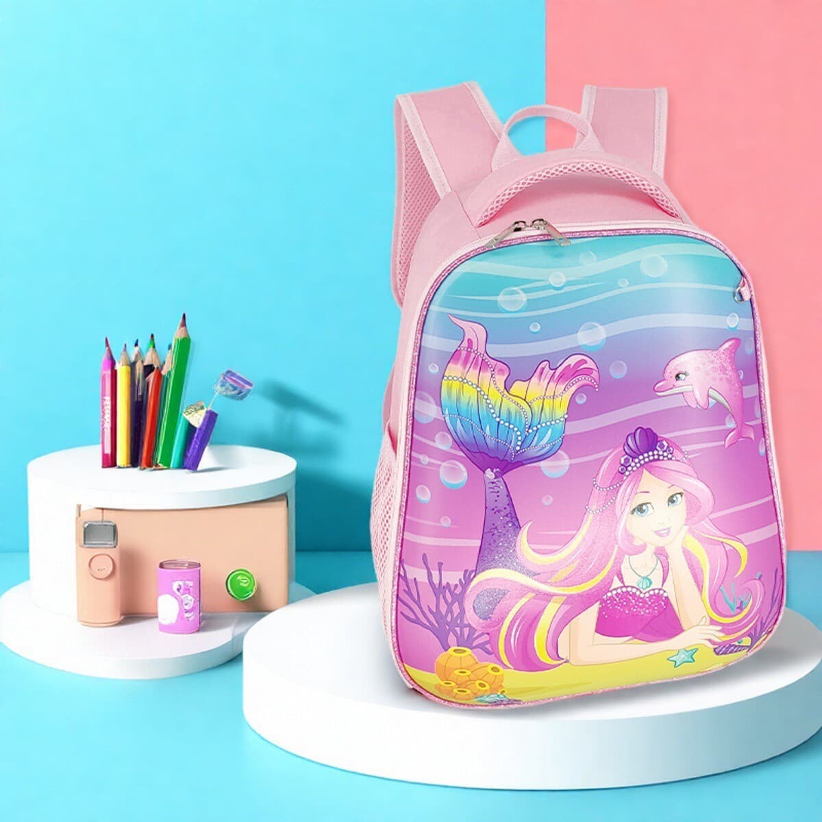 Elementary School Mermaid Backpack Cartoon Molded Shoulder Bag Student Backpack for Grades 1-3 3D Backpack Wholesale