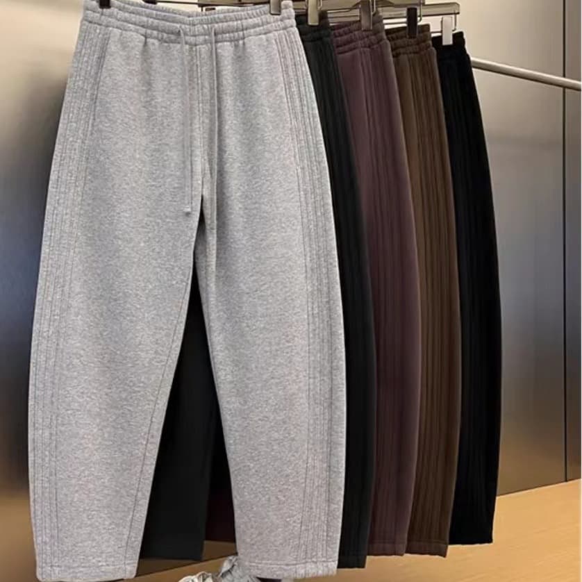 Draped Banana Pants, Loose Wide-leg Couple Style with Curved Silhouette, Spring Solid Color Casual Sweatpants in Korean Trend