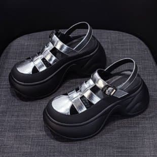 Women's Summer Sport Sandals, New Style for Wearing with Dresses, Fashionable High-End Thick-Soled Height-Increasing Closed-Toe Roman Sandals for Petite Women