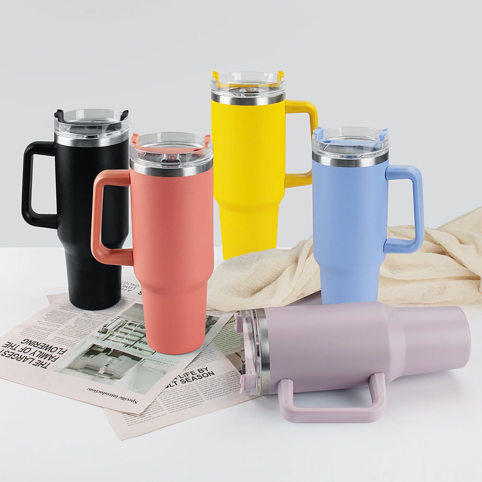 Cross-Border 304 Stainless Steel Thermos Cup First Generation 40oz Handle Car Cup Outdoor Car Large Capacity Ice Cup