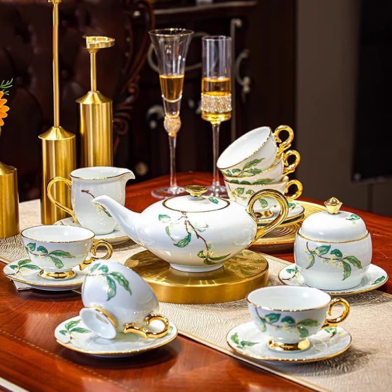 Jingdezhen High-White Porcelain Coffee Cup Chinese Style Exquisite Afternoon Tea Set Luxury Ceramic Cupware