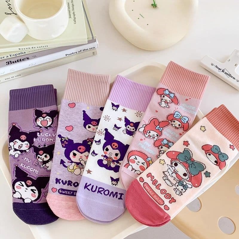 2 Girls' Socks, Autumn/Winter, Sweet Cartoon Cotton, Cute Mid-Calf Style, New Trendy and Versatile Princess Style