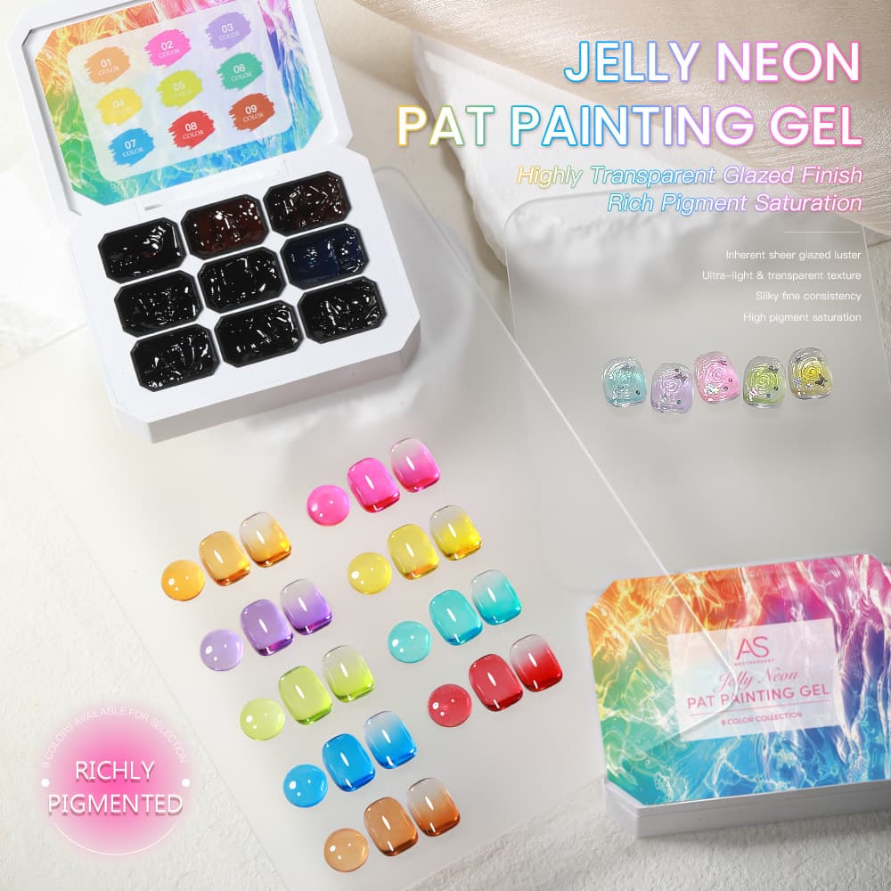 Cross-border AS manicure new nine-square grid glazed pat glue high transparent candy glazed color rub powder gradient printing glue